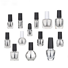 5ml 8ml 10ml 12ml 15ml empty clear square round nail polish glass bottles with black cap and brush